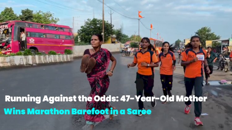 Running Against the Odds: 47-Year-Old Mother Wins Marathon Barefoot in a Saree